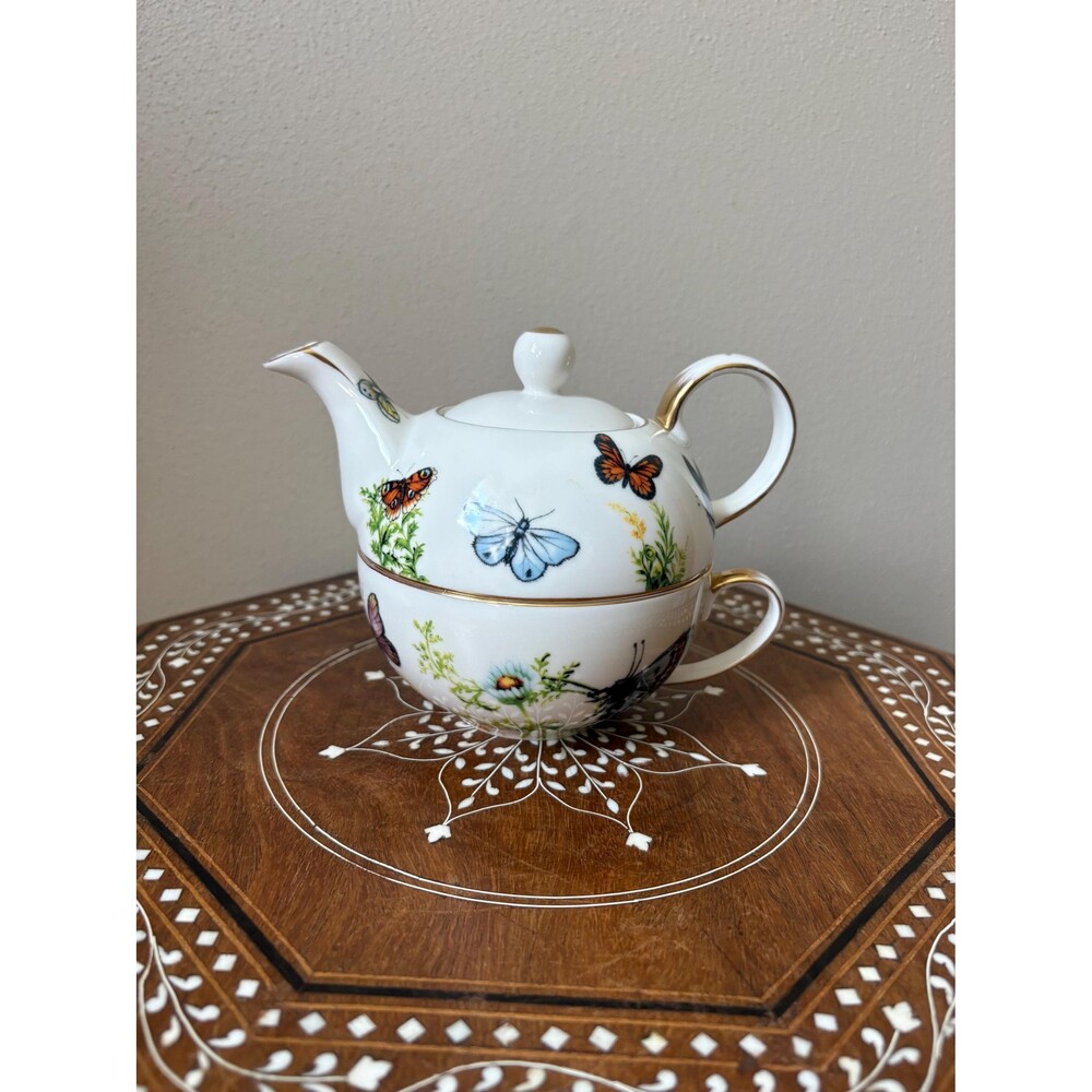 Vintage Burton + Burton ‘Tea For One’ Tea Pot And Cup ‘Wings Of Grace’ Butterfli
